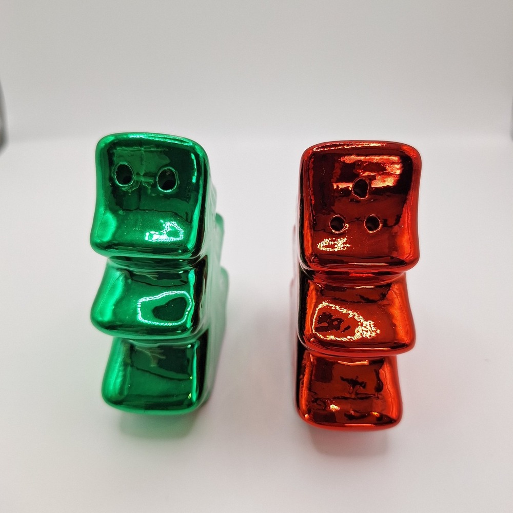 Vintage Atico Ceramic Christmas Tree Salt & Pepper Set New Old Stock 3.5" - Picture 7 of 11
